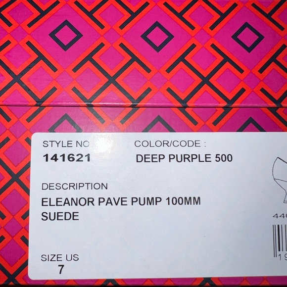 $428 Tory Burch ELEANOR PAVÉ PUMP Shoes Heel Suede Deep Purple US 7M - Picture 12 of 12